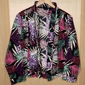 Westbound Womens Tropical Open Front Cotton Blazer Large